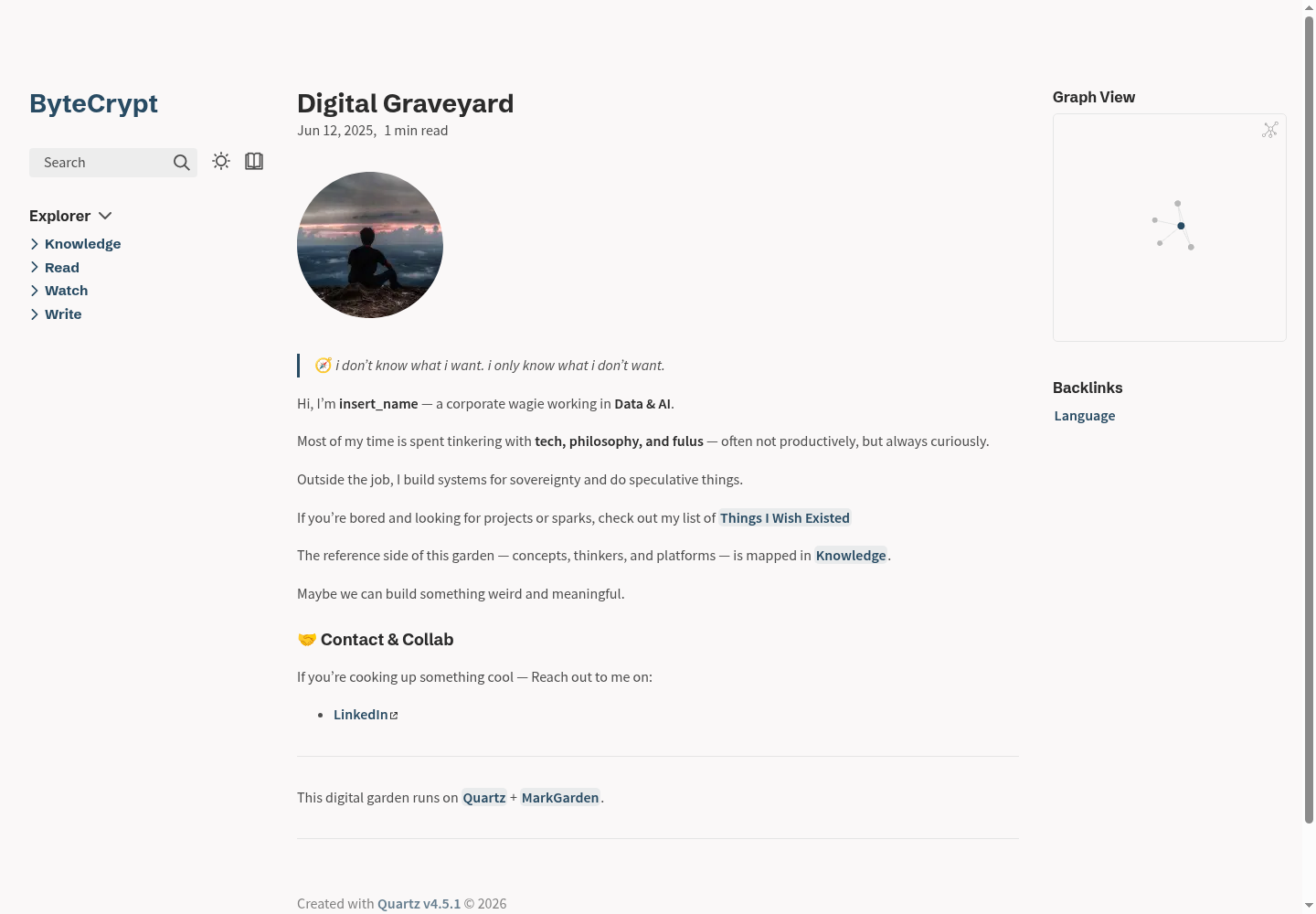 digital-garden — ByteCrypt digital garden homepage, built from repository content.