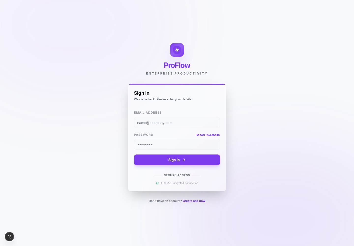 jira-clone — ProFlow public sign-in screen (Jira Clone); empty fields, not authenticated.