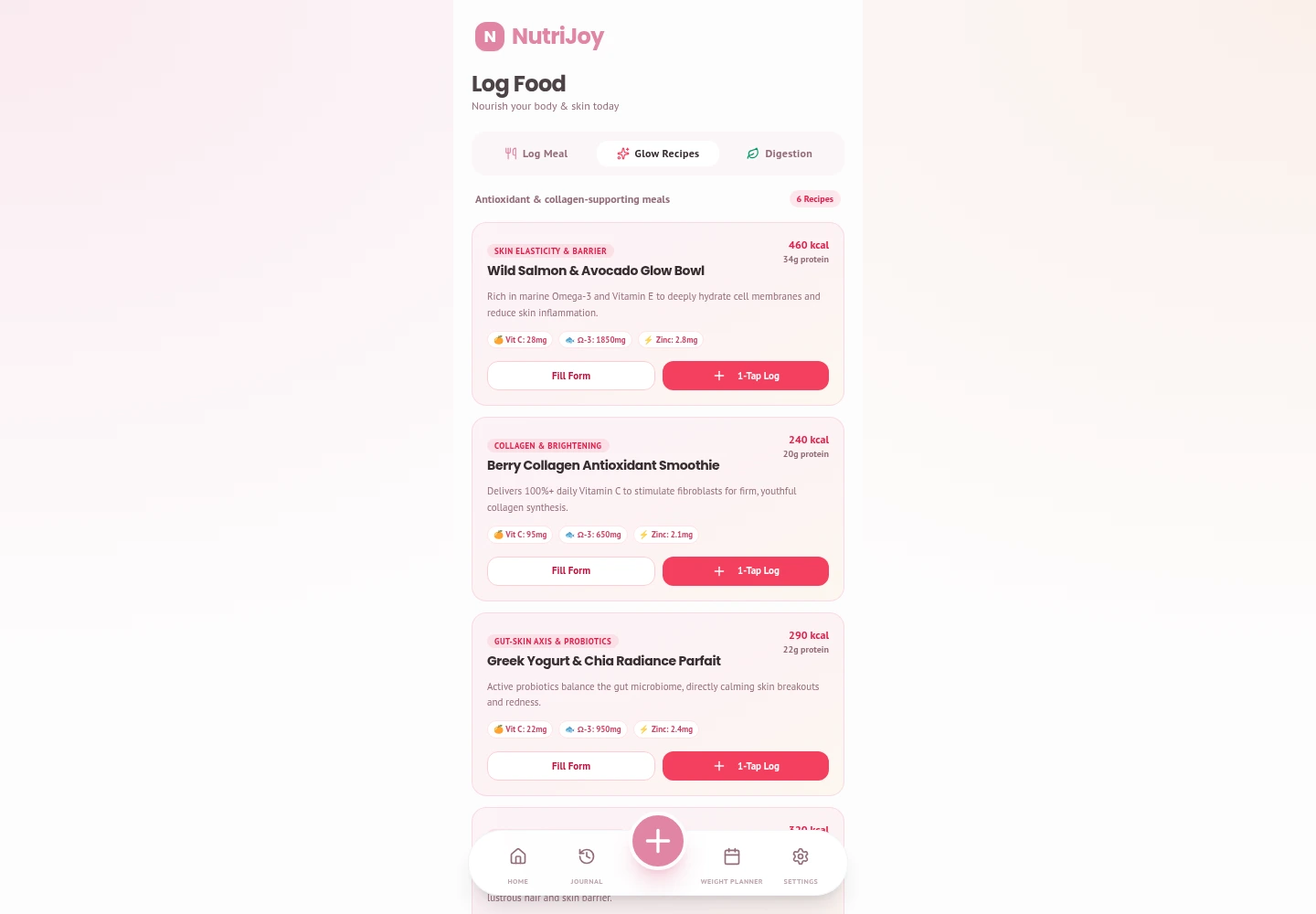 nutrijoy — Running app: built-in Glow Recipes, without personal health records.